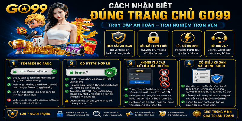 Cách nhận biết đúng trang chủ GO99