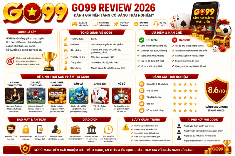 GO99 Review 2026 – Đánh Giá Nền Tảng Có Đáng Trải Nghiệm?