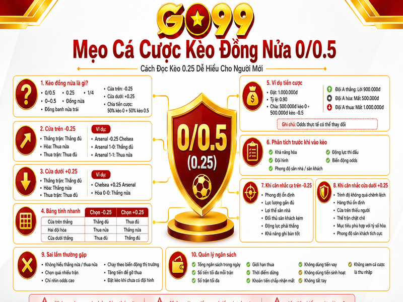 Mẹo Cá Cược Kèo Đồng Nửa 0/0.5 Dễ Hiểu Cho Người Mới