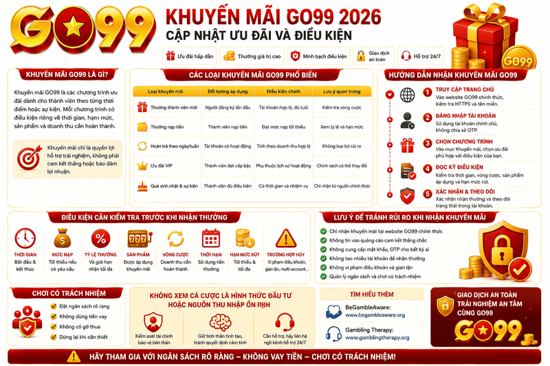 Khuyến Mãi GO99 2026 – Cập Nhật Ưu Đãi Và Điều Kiện