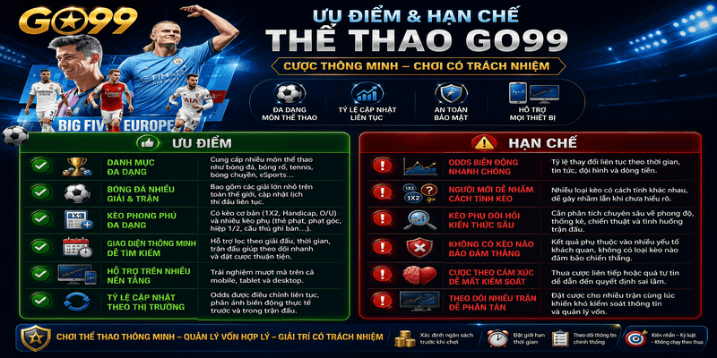 Ưu điểm và hạn chế của thể thao GO99