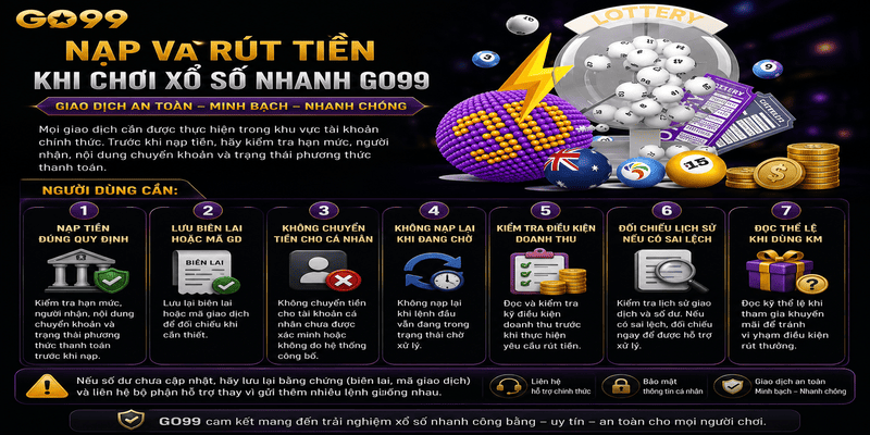 Nạp và rút tiền khi chơi xổ số nhanh